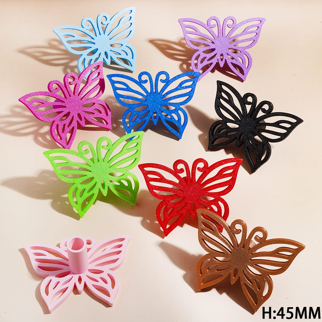 3D Printed PLA Hollowed Butterfly Pen Holder, Single Hole Desktop Pen Stand, Craft Tool Organizer for Pens Tweezers Embroidery Needles, Height 45MM, Multi-Color, Random Mix