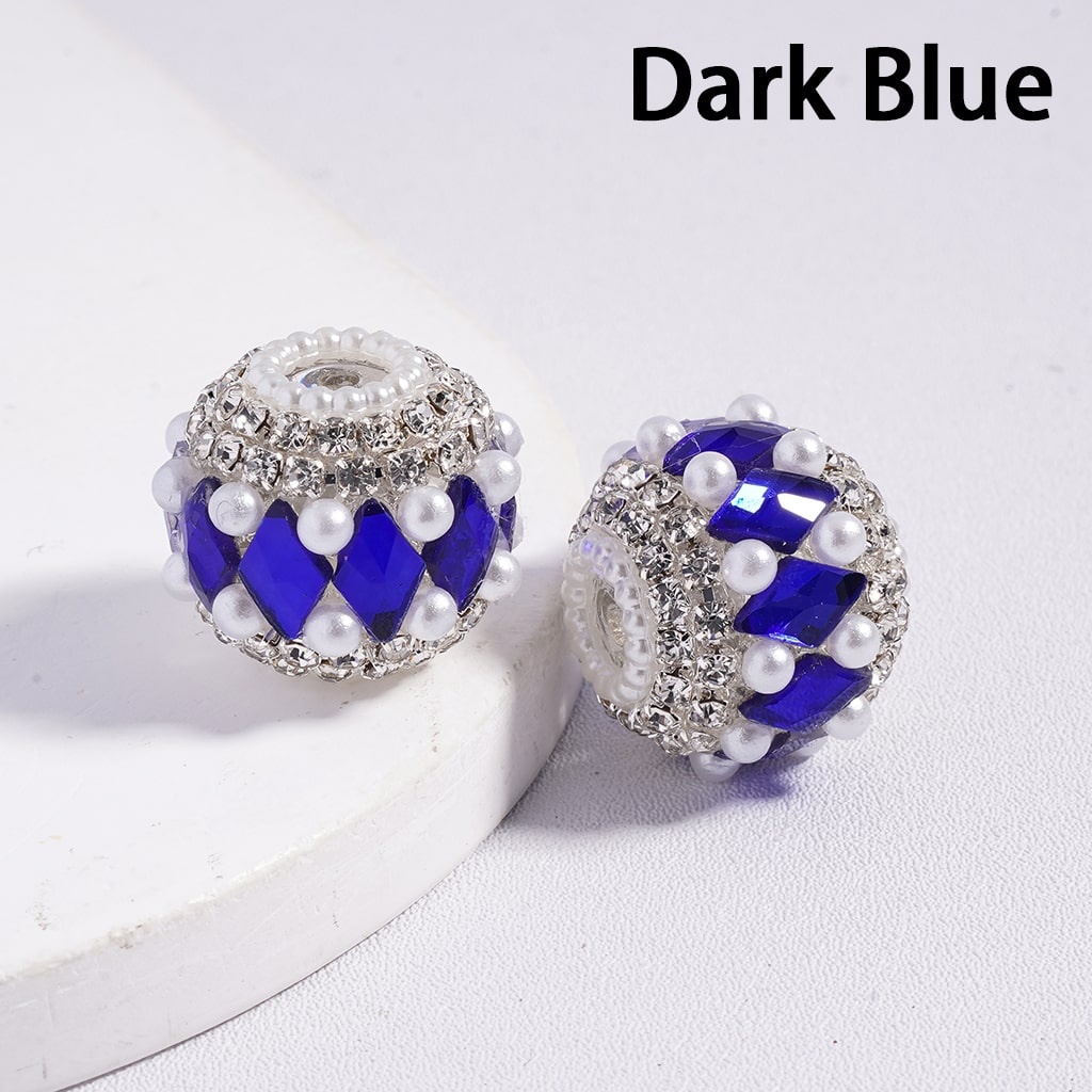 Acrylic Beads with Various Colors Rhombus and Clear Rhinestone, with White Pearl Chains, 20MM, Random Mix