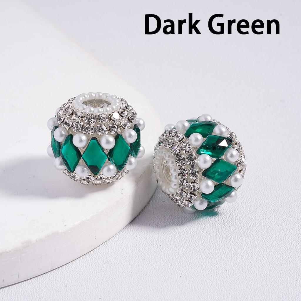 Acrylic Beads with Various Colors Rhombus and Clear Rhinestone, with White Pearl Chains, 20MM, Random Mix