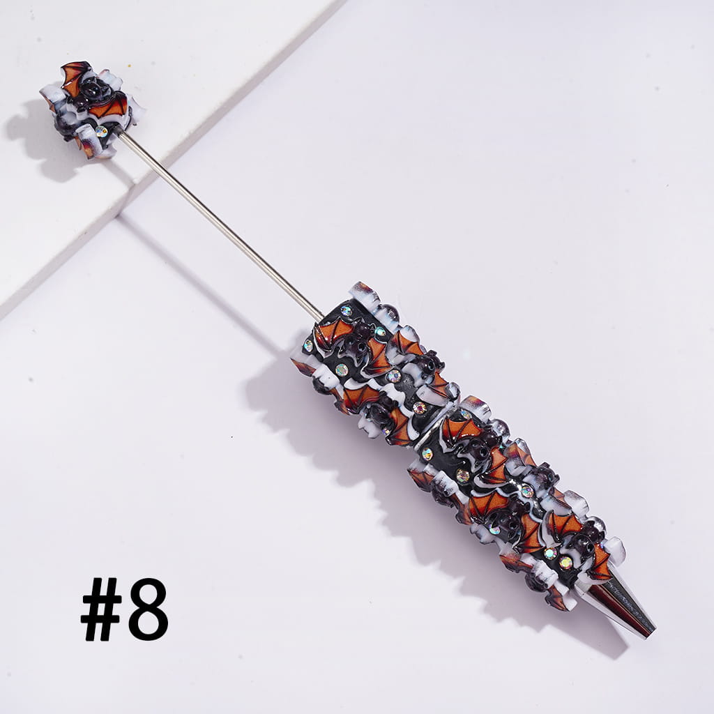 Beadable Clay Pen w Black Base Halloween Theme Series & Rhinestones, Assorted Style