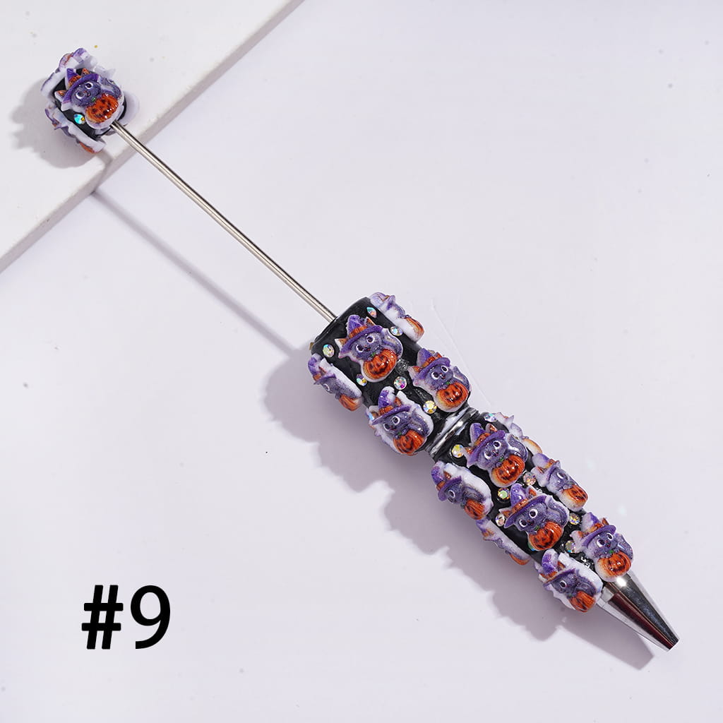 Beadable Clay Pen w Black Base Halloween Theme Series & Rhinestones, Assorted Style