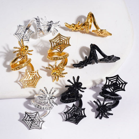 Trendy Twisted Spiral Alloy Beads with Spider and Web Jewelry Accessories, Multi-Color