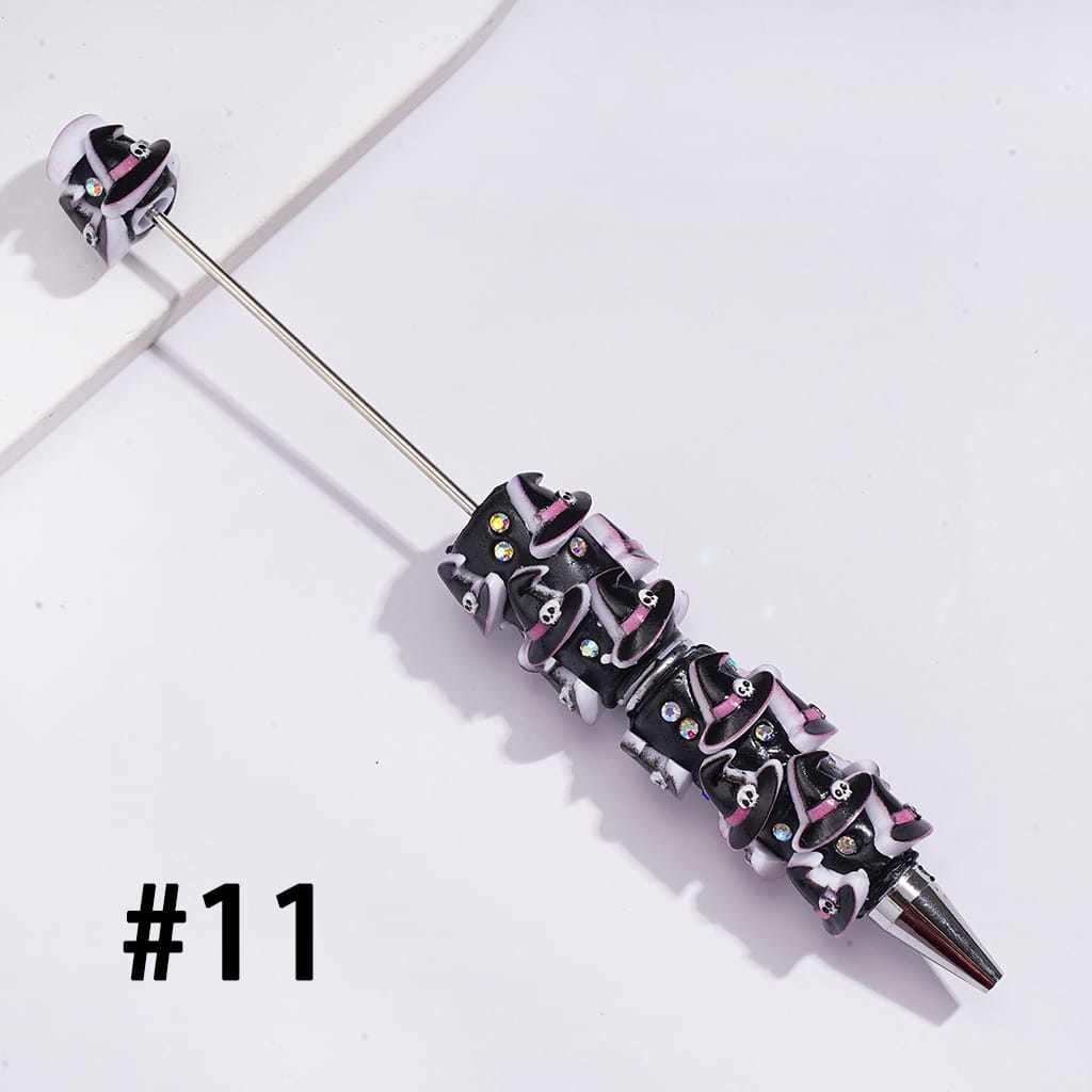 Beadable Clay Pen w Black Base Halloween Theme Series & Rhinestones, Assorted Style