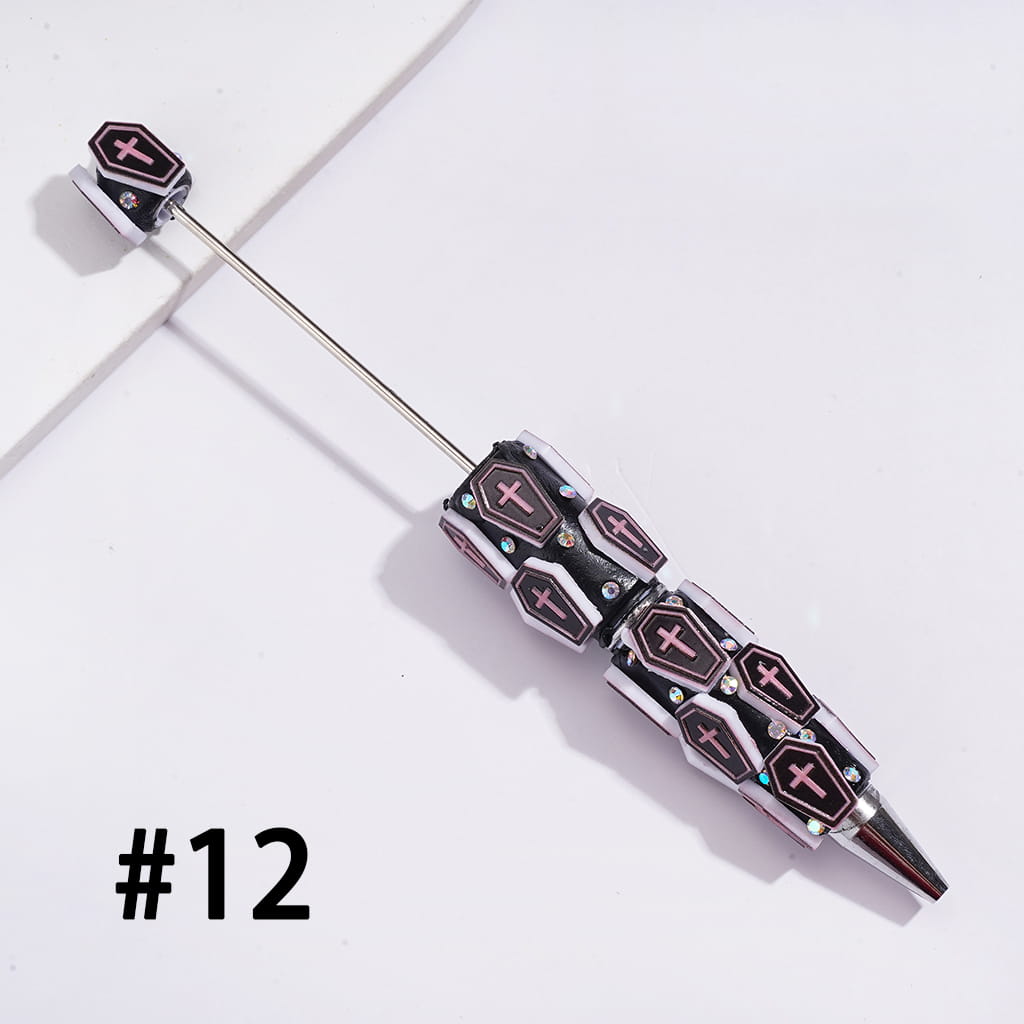 Beadable Clay Pen w Black Base Halloween Theme Series & Rhinestones, Assorted Style