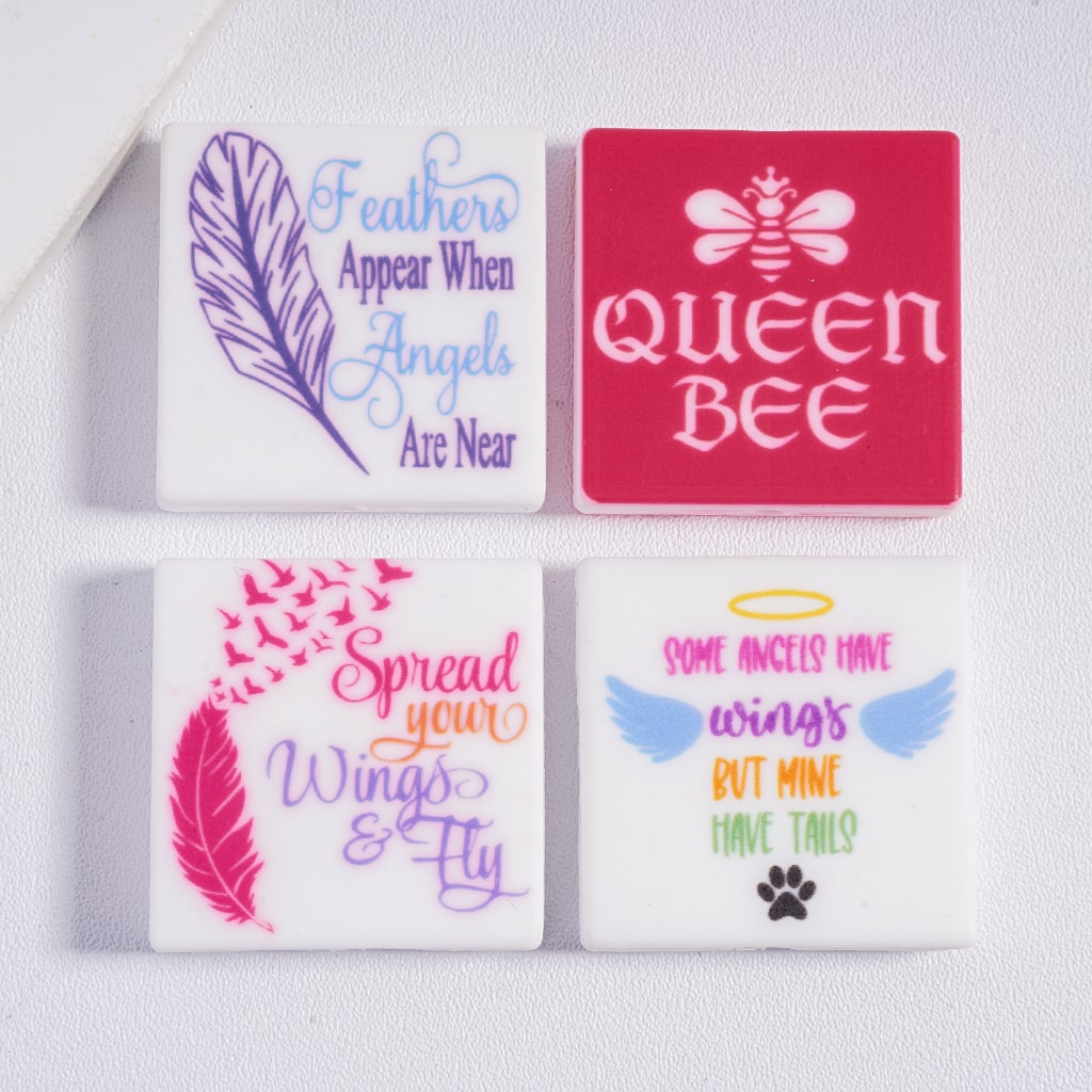 Queen Bee Spread Your Wings Some Angels Have Feathers Appear Beer Taster Silicone Focal Beads, Random Mix