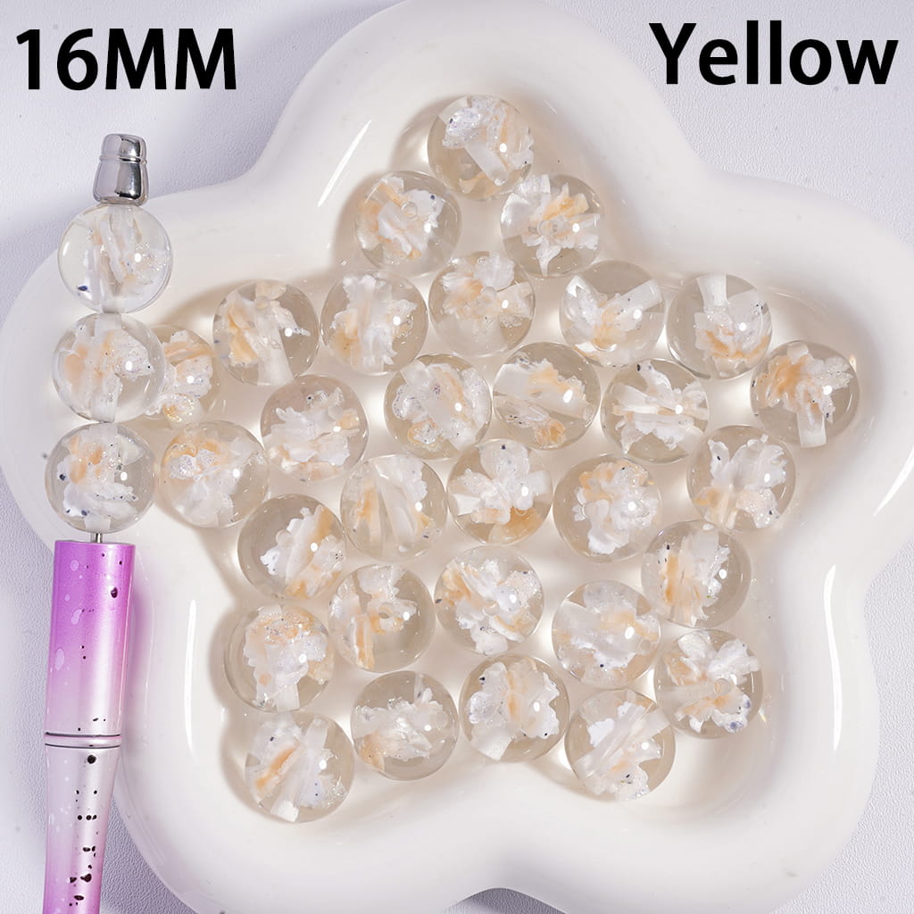 Acrylic Beads for Bracelets with Double Glittery Butterflies Embedded Inside Bead, 16MM, Multi-Color