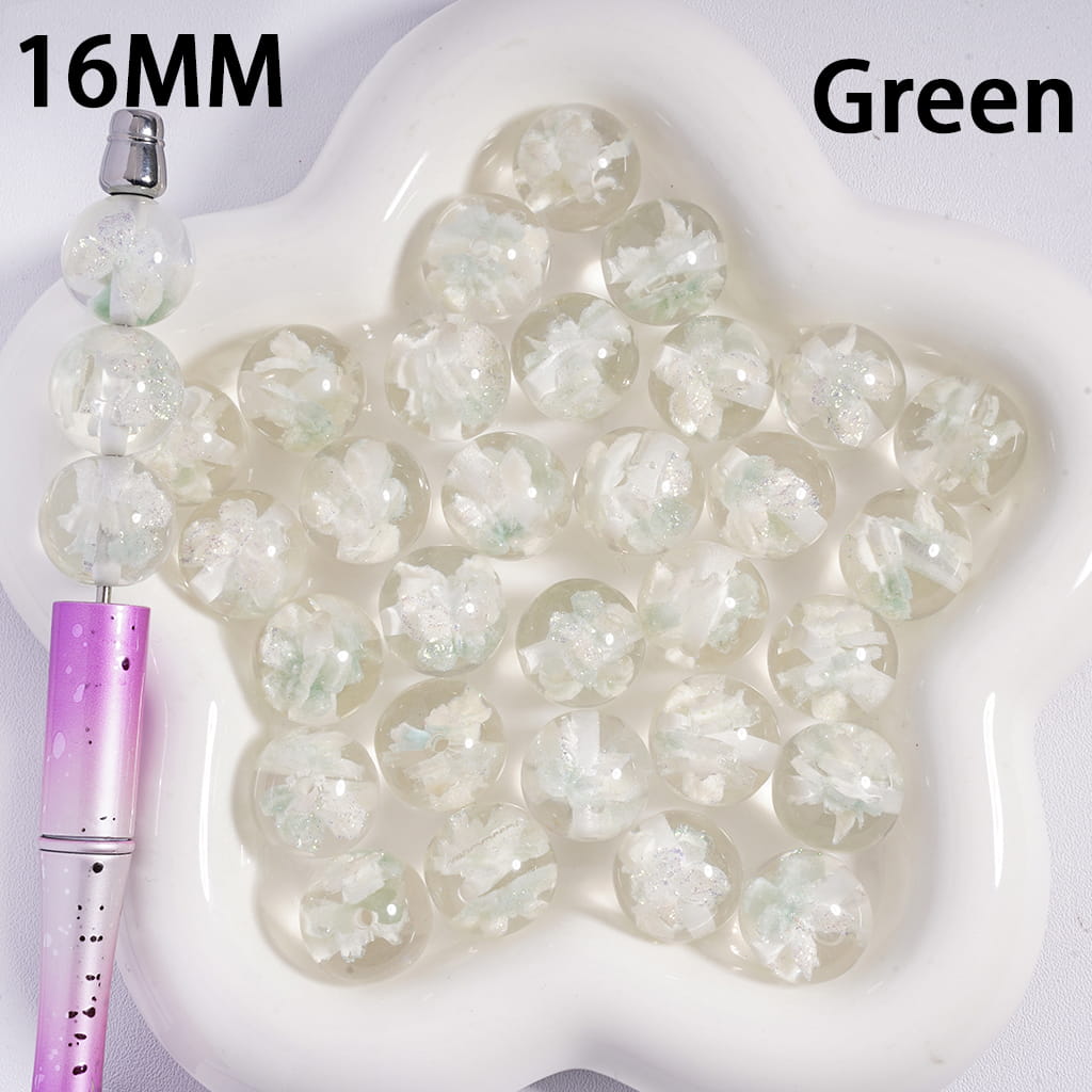 Acrylic Beads for Bracelets with Double Glittery Butterflies Embedded Inside Bead, 16MM, Multi-Color