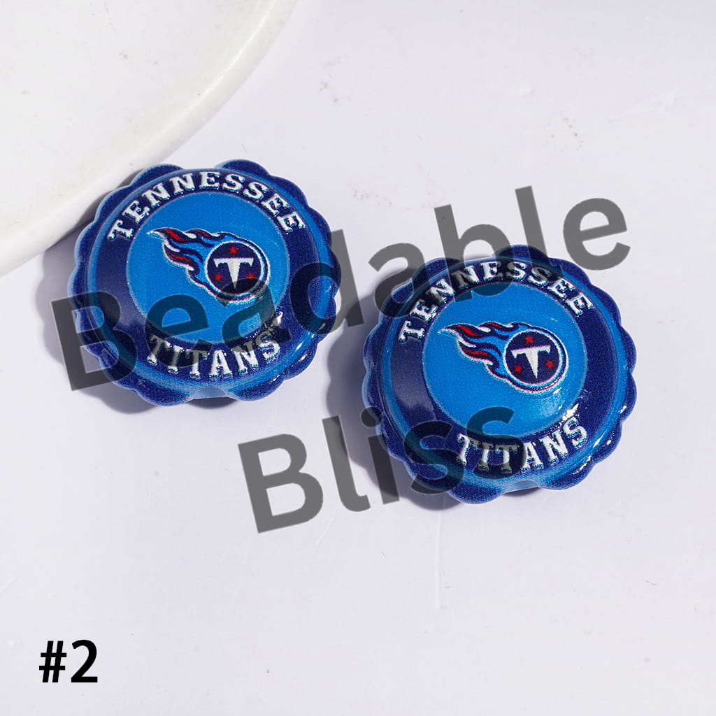 American Football Team Series Acrylic Beads, Round Shaped with Wavy Border, 23*25MM (Update Other Styles Later)