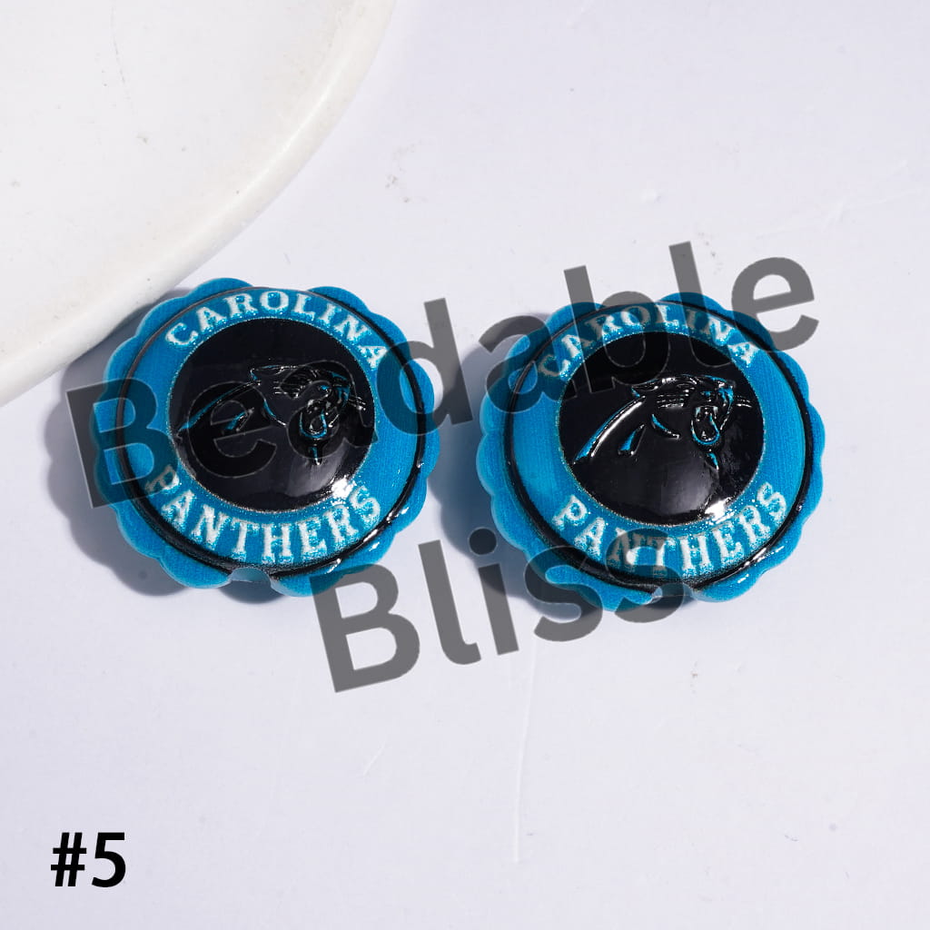 American Football Team Series Acrylic Beads, Round Shaped with Wavy Border, 23*25MM (Update Other Styles Later)