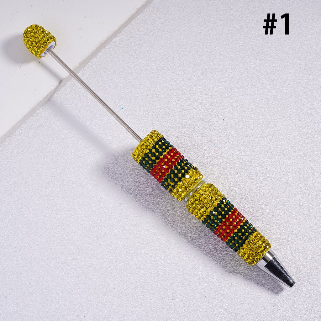 Beadable Clay Pens with Dazzling Shiny Rhinestones Covered Entire the Pen, Multi-Color