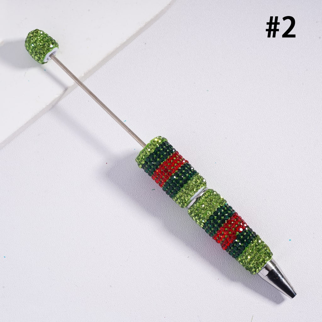 Beadable Clay Pens with Dazzling Shiny Rhinestones Covered Entire the Pen, Multi-Color