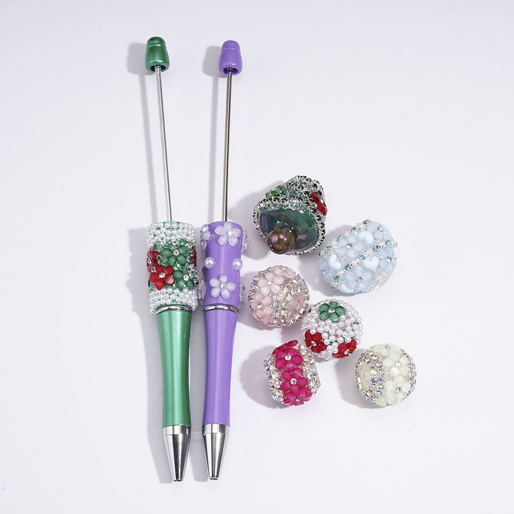 Five-Petaled Flower with Clear Rhinestone and Glitter Can DIY For Flower Pen & Beads, Jewelry Accessories, Multi-Color (There will be Color Differences)