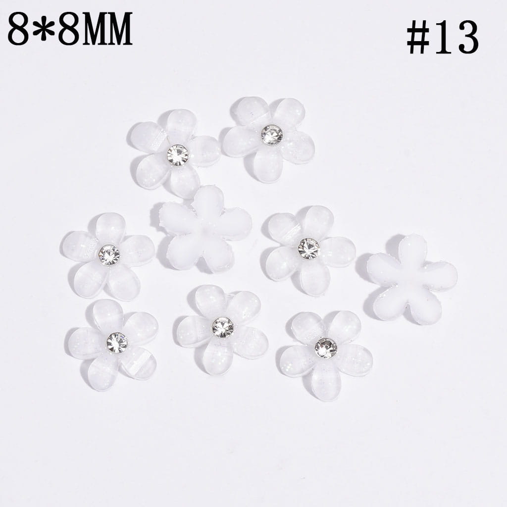 Five-Petaled Flower with Clear Rhinestone and Glitter Can DIY For Flower Pen & Beads, Jewelry Accessories, Multi-Color (There will be Color Differences)