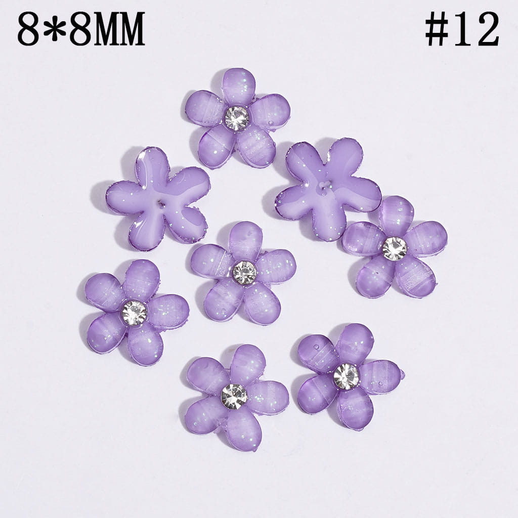 Five-Petaled Flower with Clear Rhinestone and Glitter Can DIY For Flower Pen & Beads, Jewelry Accessories, Multi-Color (There will be Color Differences)