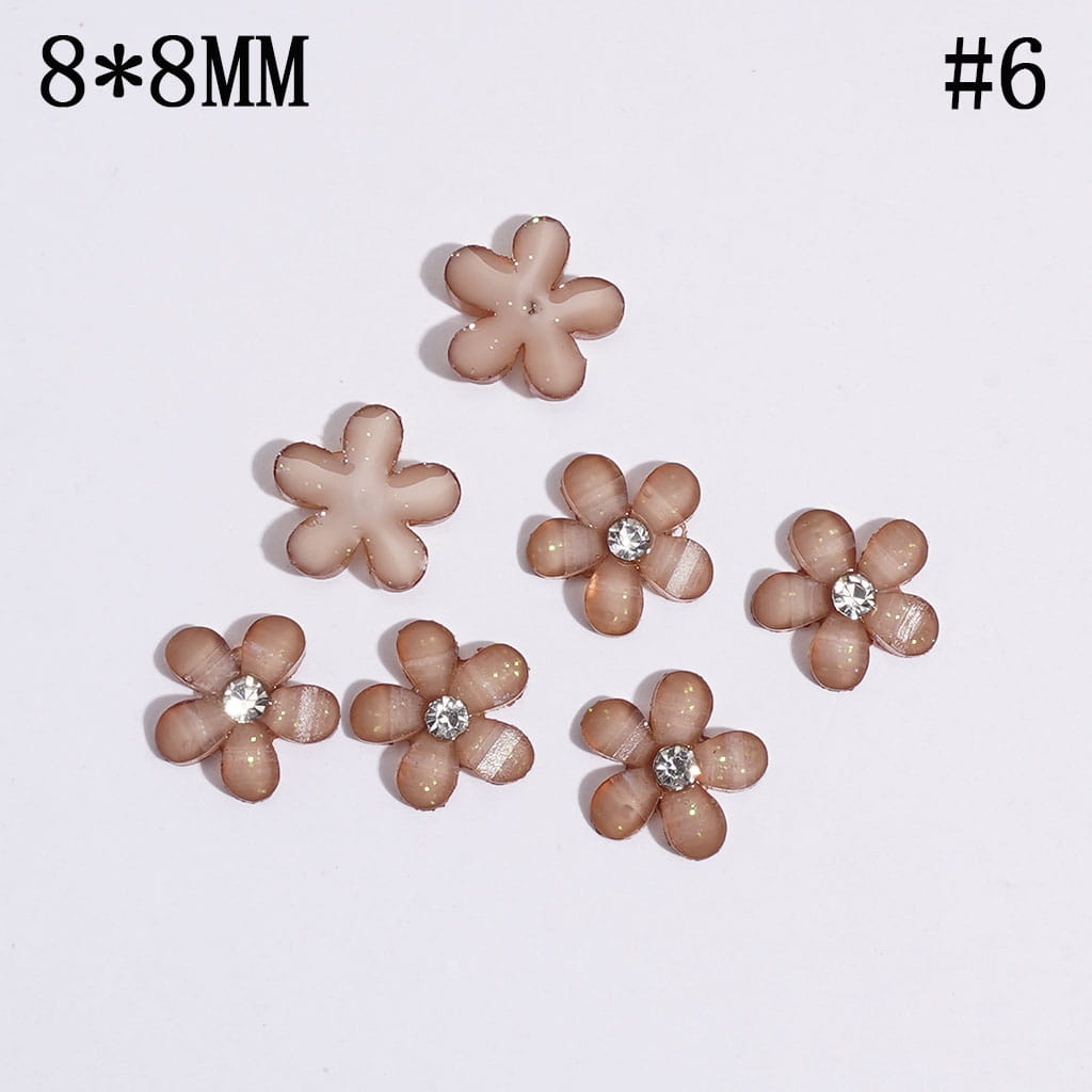 Five-Petaled Flower with Clear Rhinestone and Glitter Can DIY For Flower Pen & Beads, Jewelry Accessories, Multi-Color (There will be Color Differences)