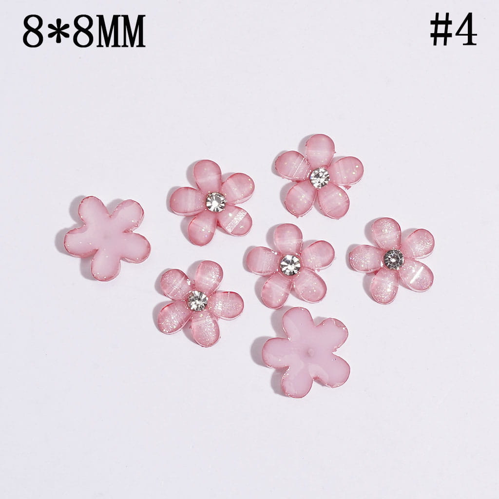 Five-Petaled Flower with Clear Rhinestone and Glitter Can DIY For Flower Pen & Beads, Jewelry Accessories, Multi-Color (There will be Color Differences)