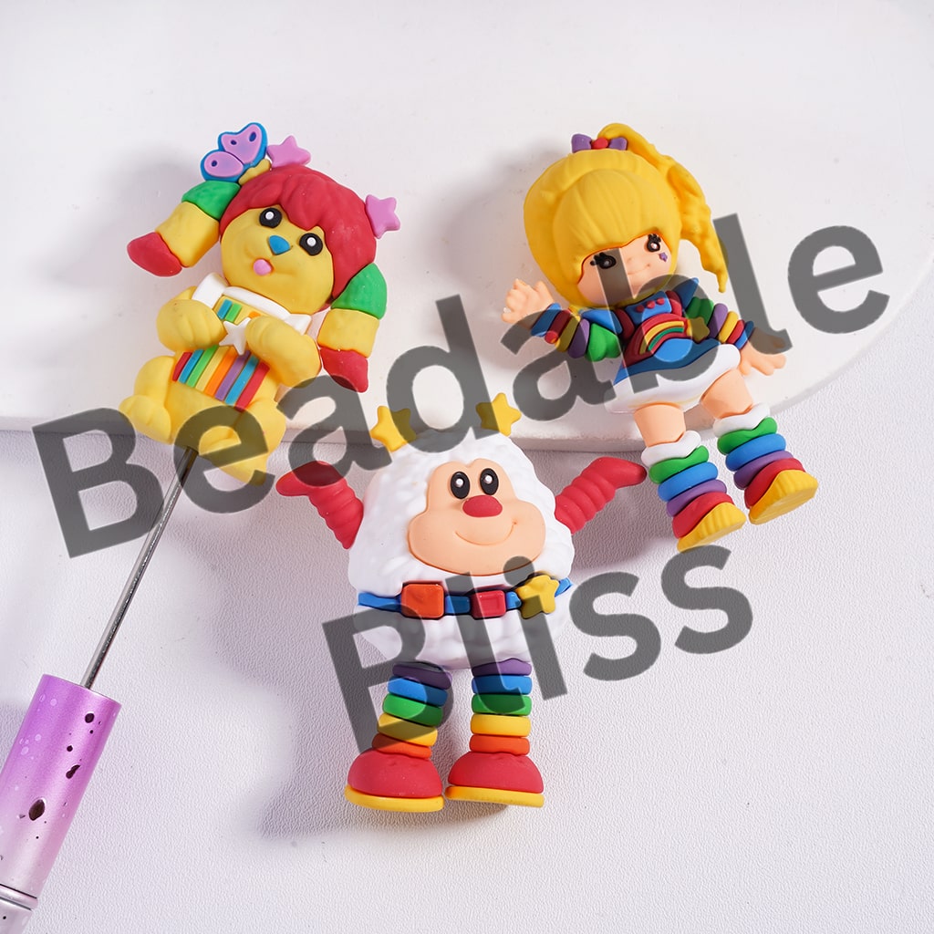 Soft PVC Rubber Figurine or Pen Topper Rainbow Girl Series, Random Mix (Size Varies Between 49 to 63 MM Depending on Figurine)
