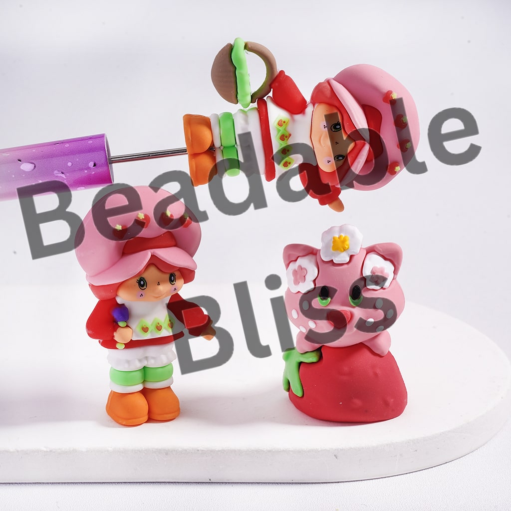 Soft PVC Rubber Figurine Berry Girl Series, can be also used as Beads or Pen Topper, Random Mix (Size Varies Between 43 to 52 MM Depending on Figurine)