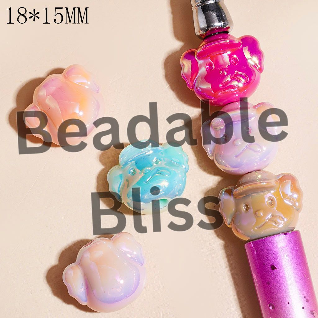 UV-Coated Acrylic Beads Funny Boy Portrait Wearing Hat, 18*15MM Multi-Color Random Mix