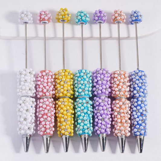 Beadable Clay Pens Clear Rhinestone and Pearls Compose Flower, with AB Rhinestone, Multi-Color