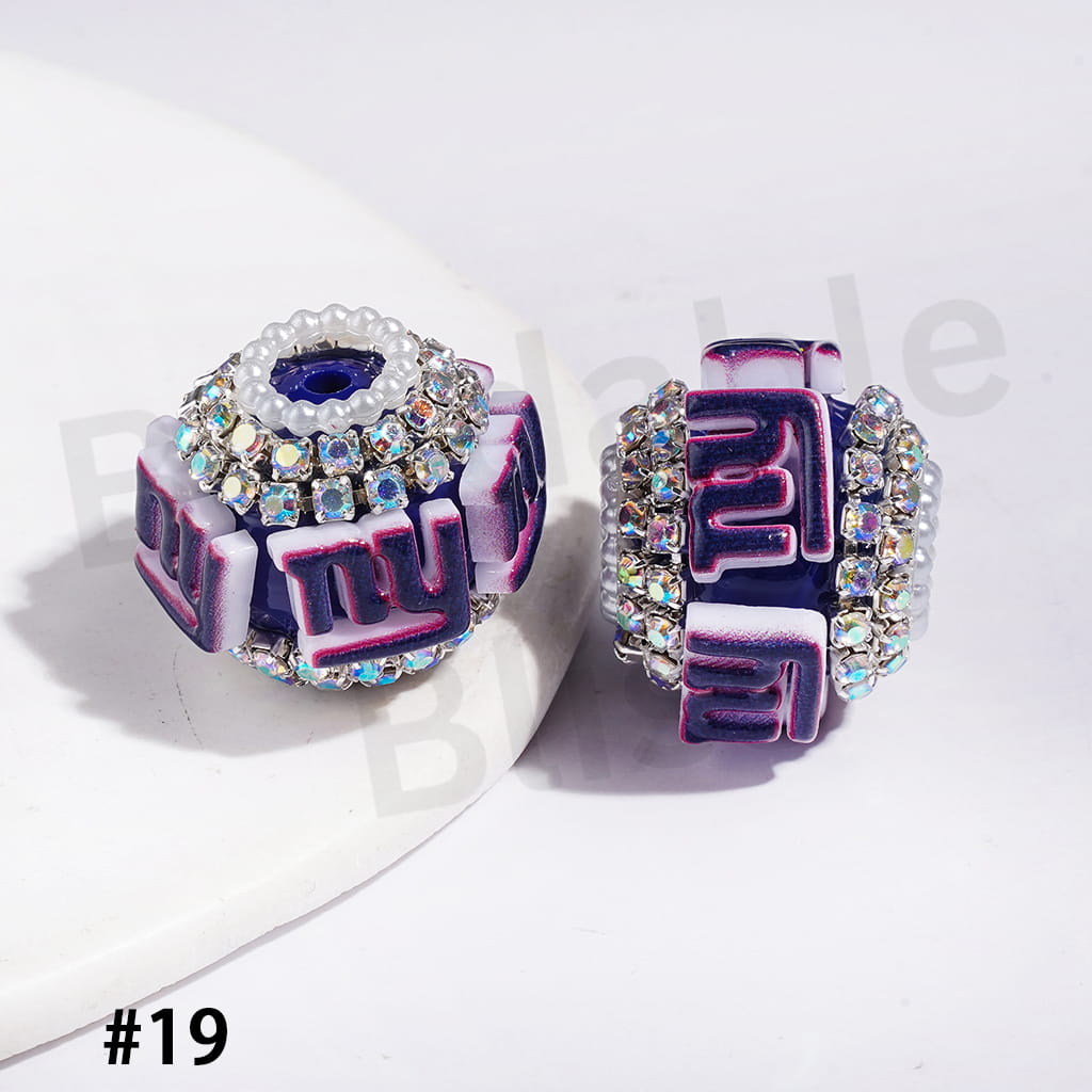 21MM - American Football Team Series Handcrafted Acrylic Beads, Flower Bowtie Crystal White Pearls Rhinestone Chains Metal Base Colorful Mini Bubble Balls Decoration (Update Other Styles Later))