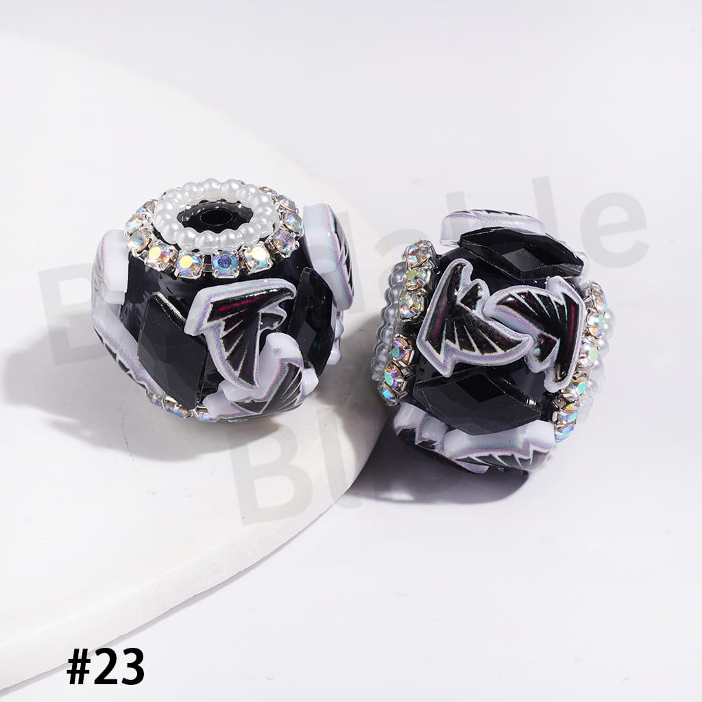 21MM - American Football Team Series Handcrafted Acrylic Beads, Flower Bowtie Crystal White Pearls Rhinestone Chains Metal Base Colorful Mini Bubble Balls Decoration (Update Other Styles Later))