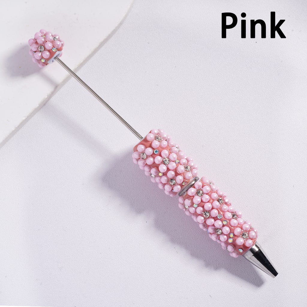 Beadable Clay Pens Clear Rhinestone and Pearls Compose Flower, with AB Rhinestone, Multi-Color