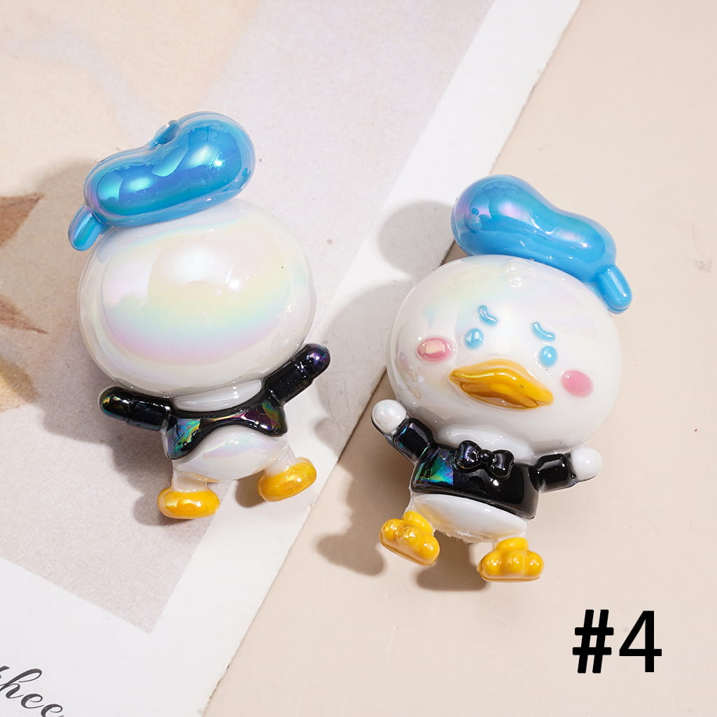Soft PVC Rubber Beads Cute Duck Series with Beret Hat Design, Multi-Color