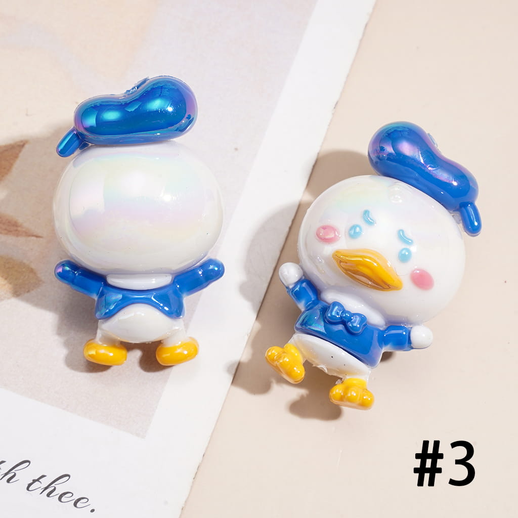 Soft PVC Rubber Beads Cute Duck Series with Beret Hat Design, Multi-Color