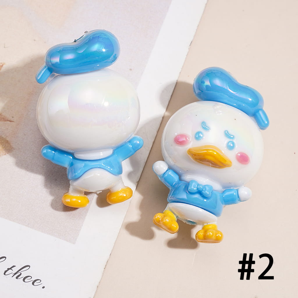 Soft PVC Rubber Beads Cute Duck Series with Beret Hat Design, Multi-Color