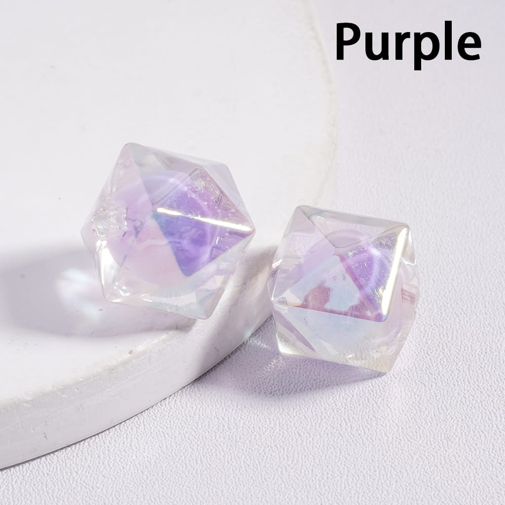 Purple crystal-like geometric objects on a white surface with 'Purple' text above.

