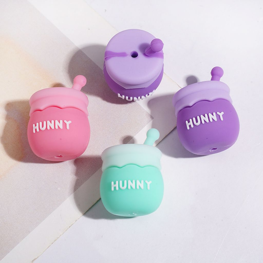 3D Silicone Focal Beads Diverse Colors Honey Jar, 21*20MM