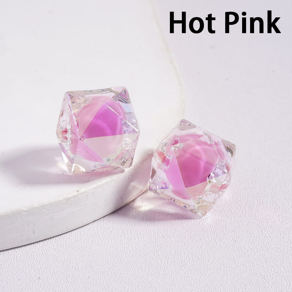 Hot pink gemstone earrings on a white background with 'Hot Pink' text.

