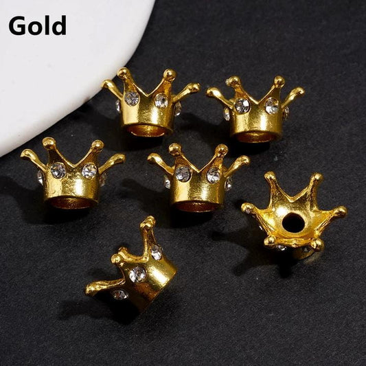 Metal Beads Bling Bling Sparkling Crown Spacers for Beads, Gold and Gun Black