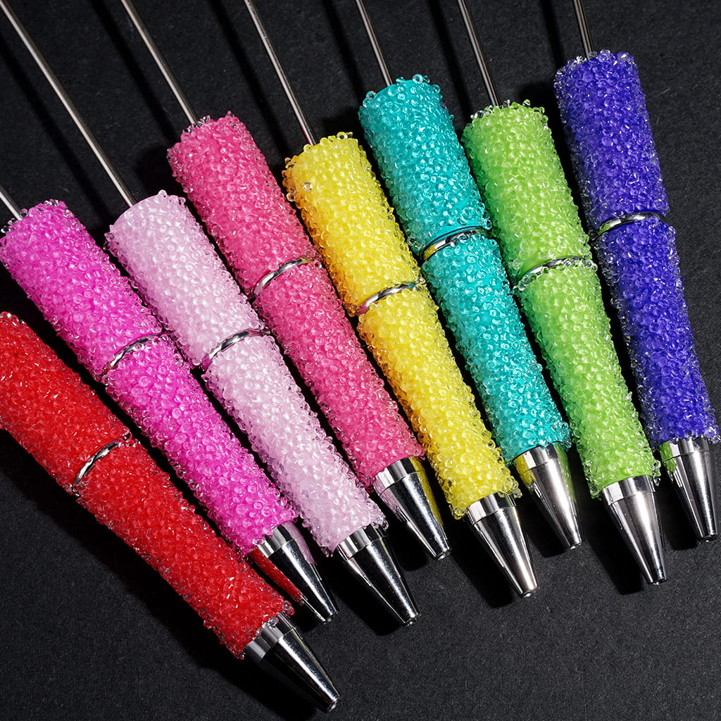 Sugar Beadable Pens with Cone Shaped Clear Rhinestones Covering the Entire Pen, Multi-Color