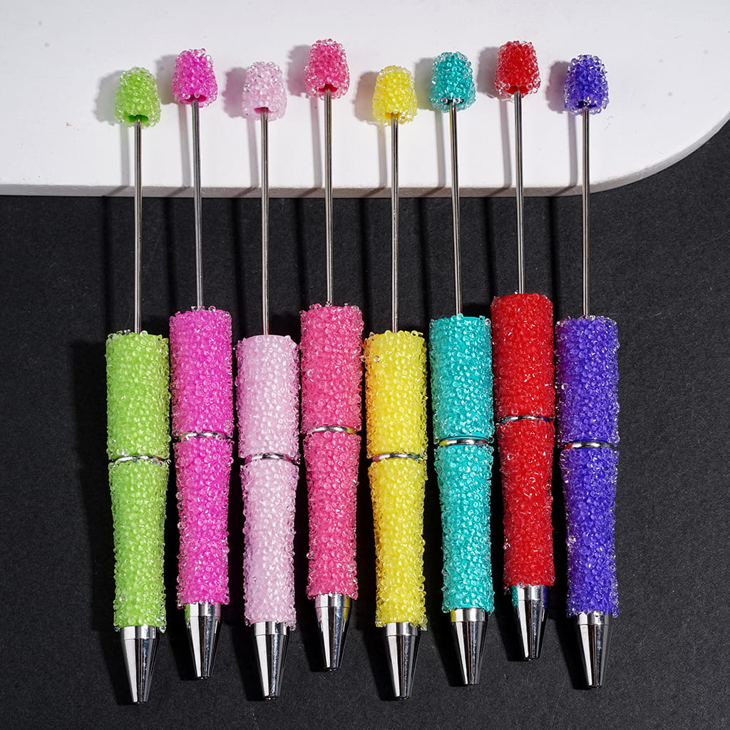 Sugar Beadable Pens with Cone Shaped Clear Rhinestones Covering the Entire Pen, Multi-Color