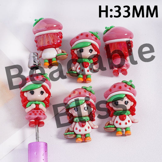 Soft PVC Rubber Beads Berry Girl Series, Height 33MM, Random Mix