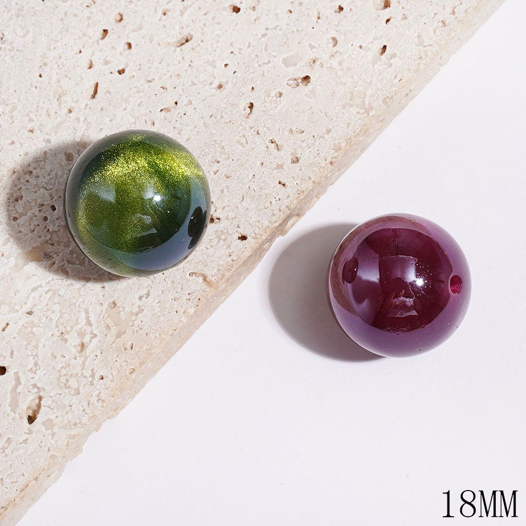 Acrylic Beads for Bracelets with Glitter and Cat Eye Style in Dark Color Series, 18MM Multi-Color Random Mix