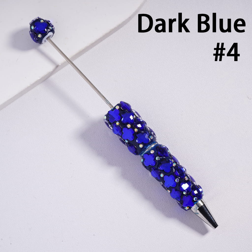 Dark blue beaded pen on a light gray background with text 'Dark Blue #4'.