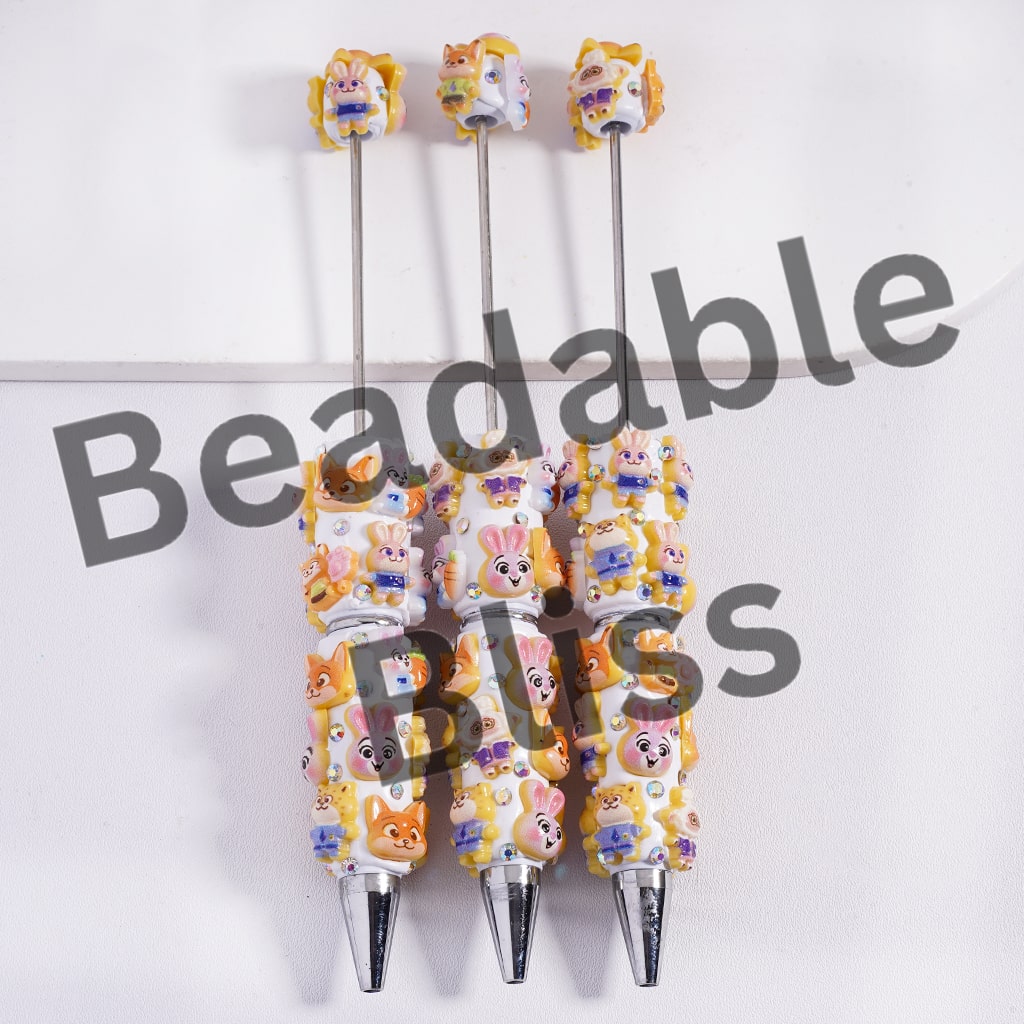 Beadable Clay Pens with Crazy Animal City Character Series, with AB Rhinestone
