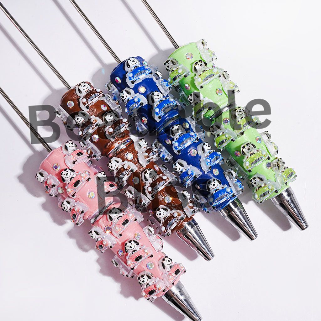 Beadable Clay Pens Classic Animation Beagle Dog Driving Car and AB Rhinestone, Multi-Color