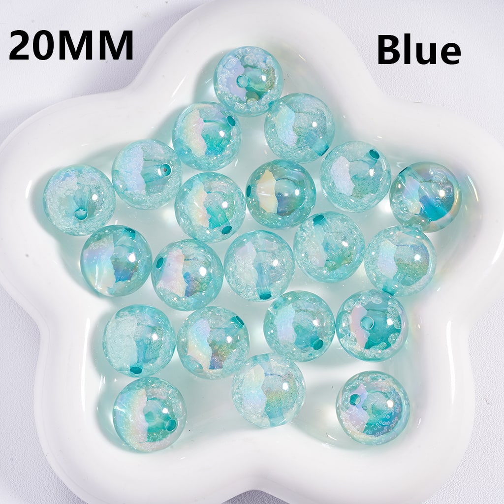 Semi Clear Acrylic Beads with Bubbles, Glossy UV Finish 20mm Random Mix, Please Read the Description