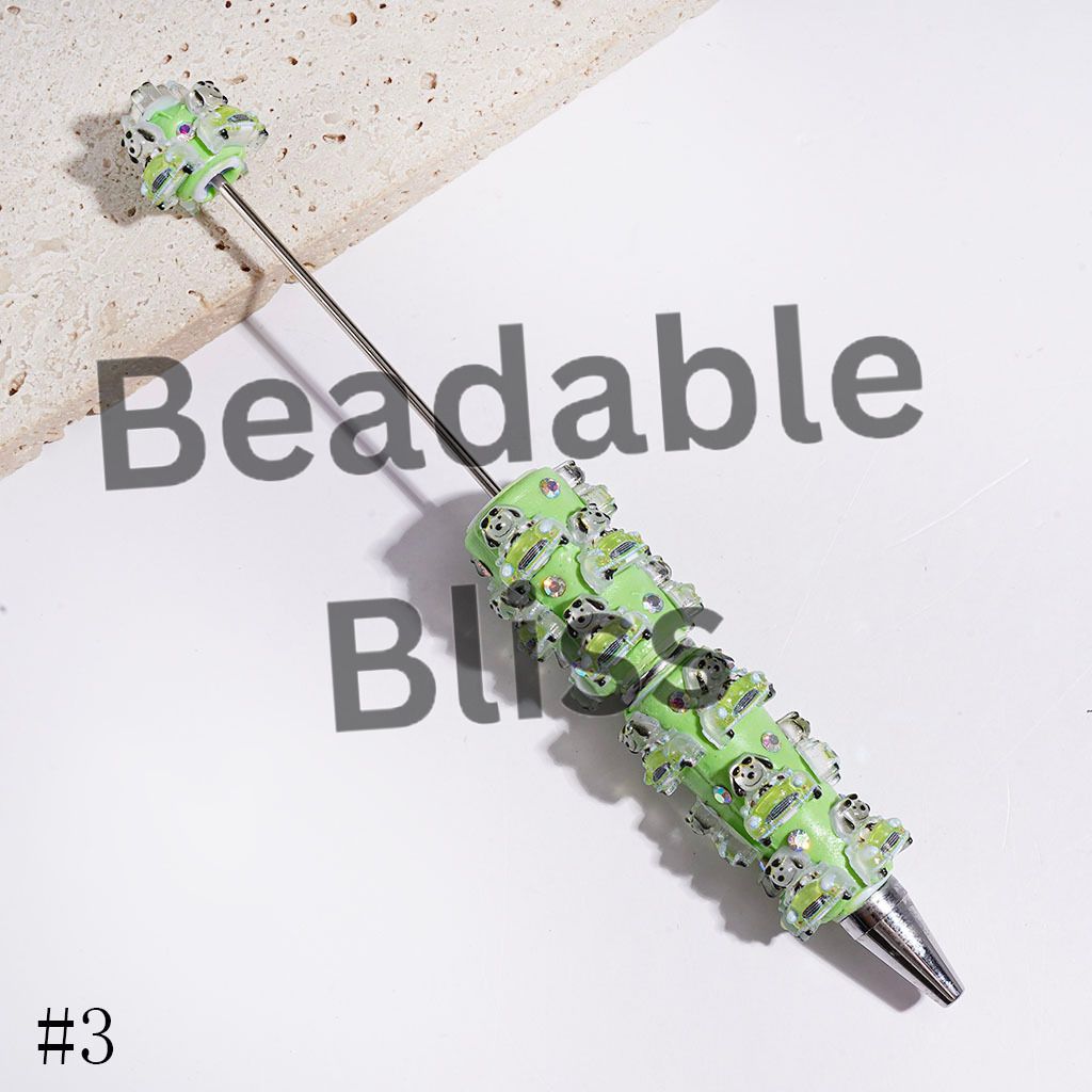 Beadable Clay Pens Classic Animation Beagle Dog Driving Car and AB Rhinestone, Multi-Color