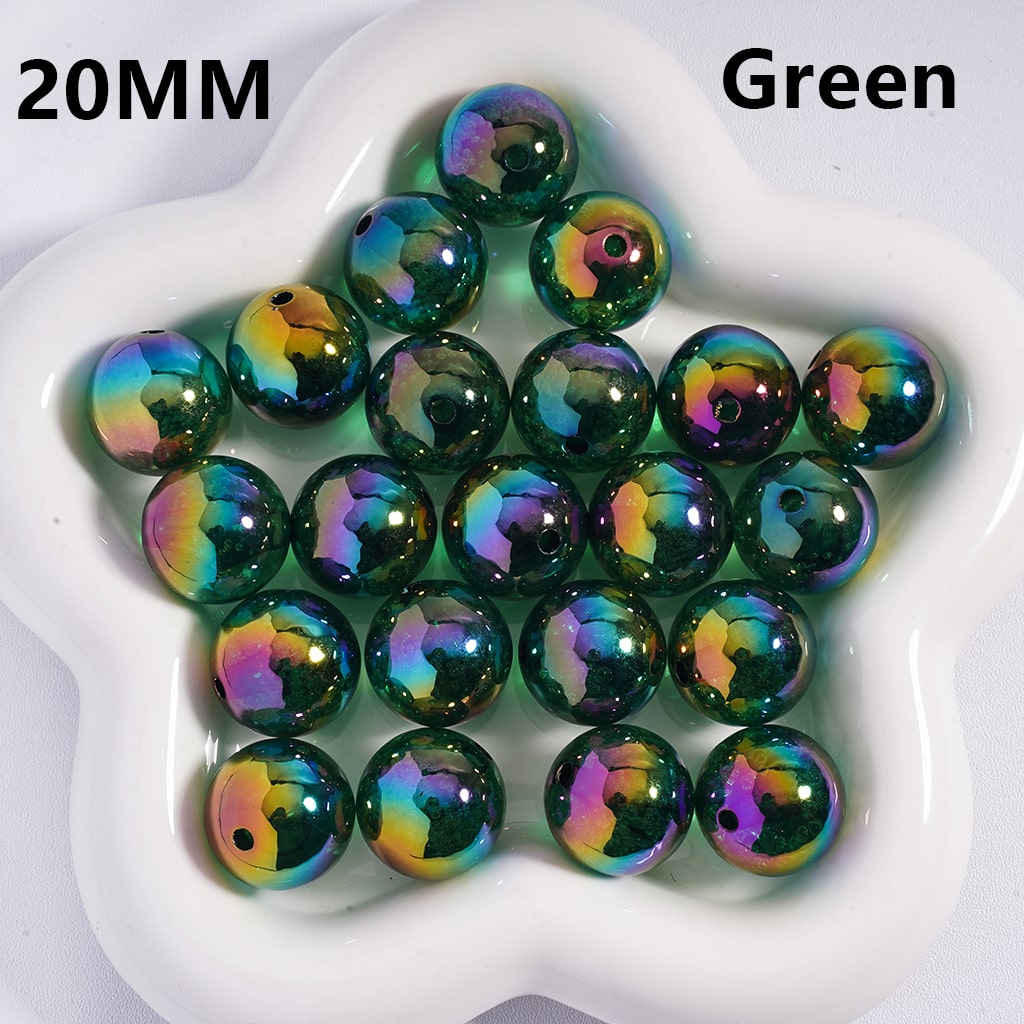 Semi Clear Acrylic Beads with Bubbles, Glossy UV Finish 20mm Random Mix, Please Read the Description