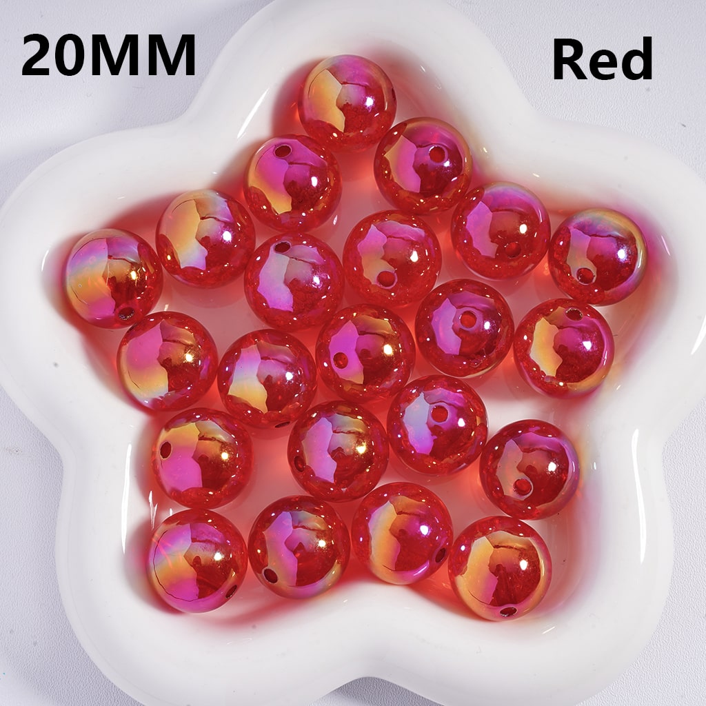Semi Clear Acrylic Beads with Bubbles, Glossy UV Finish 20mm Random Mix, Please Read the Description