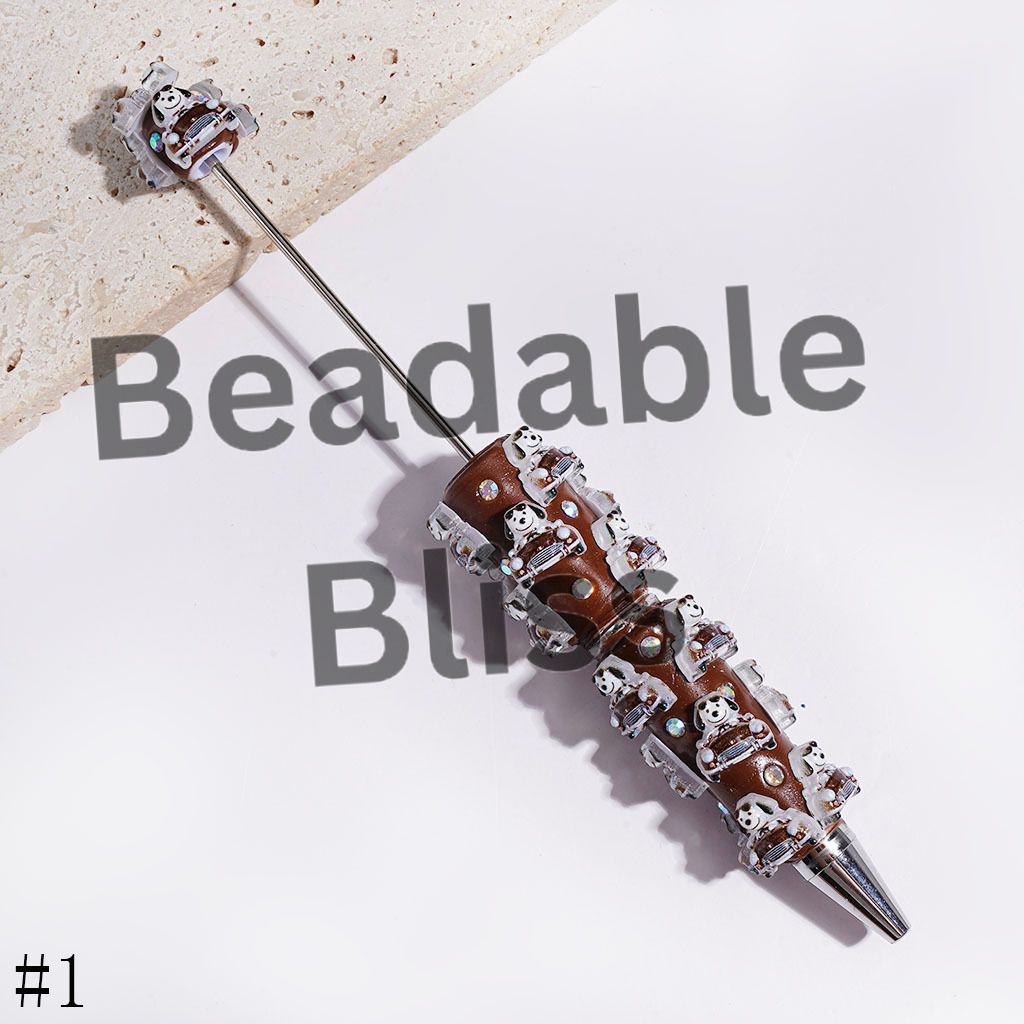 Beadable Clay Pens Classic Animation Beagle Dog Driving Car and AB Rhinestone, Multi-Color