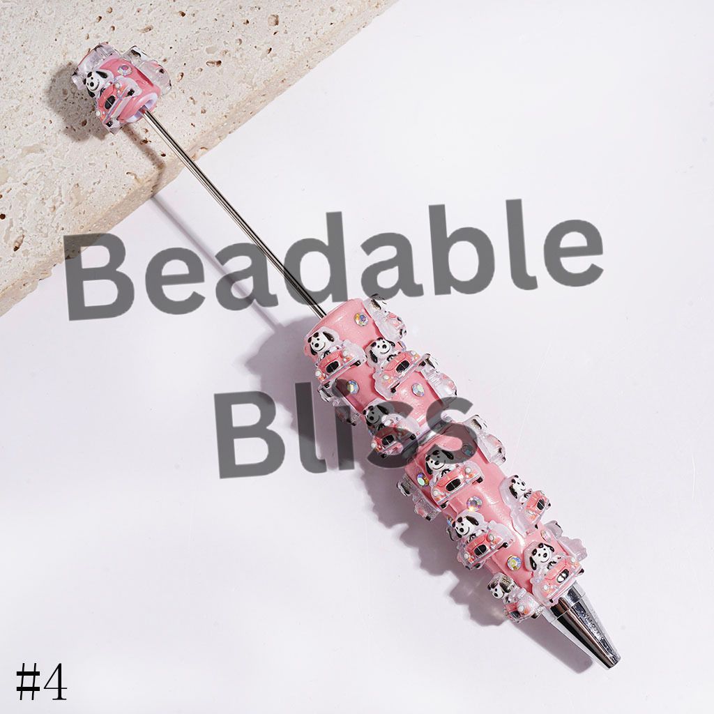 Beadable Clay Pens Classic Animation Beagle Dog Driving Car and AB Rhinestone, Multi-Color
