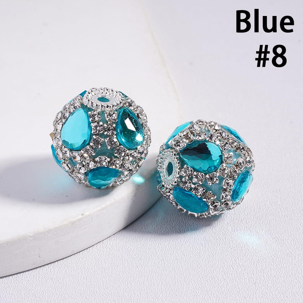 Acrylic Beads with Water Drop and Clear Rhinestone Chains, 20MM, Multi-Color