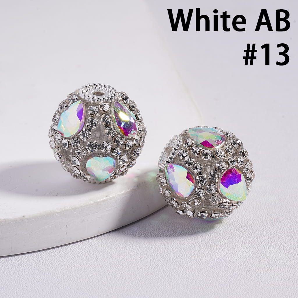 Acrylic Beads with Water Drop and Clear Rhinestone Chains, 20MM, Multi-Color