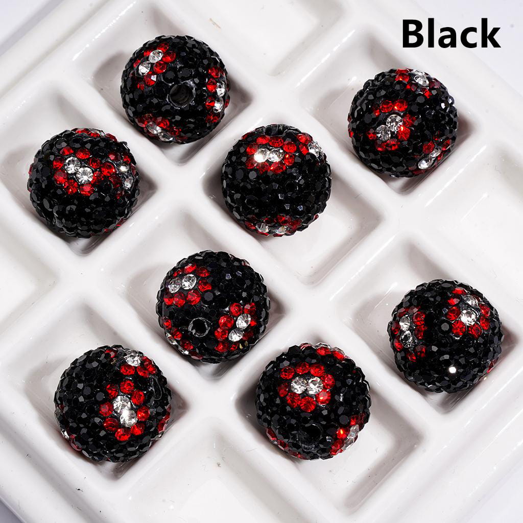 Clay Beads Jaguar Leopard Prints Shiny Rhinestones Multi-Color 16MM